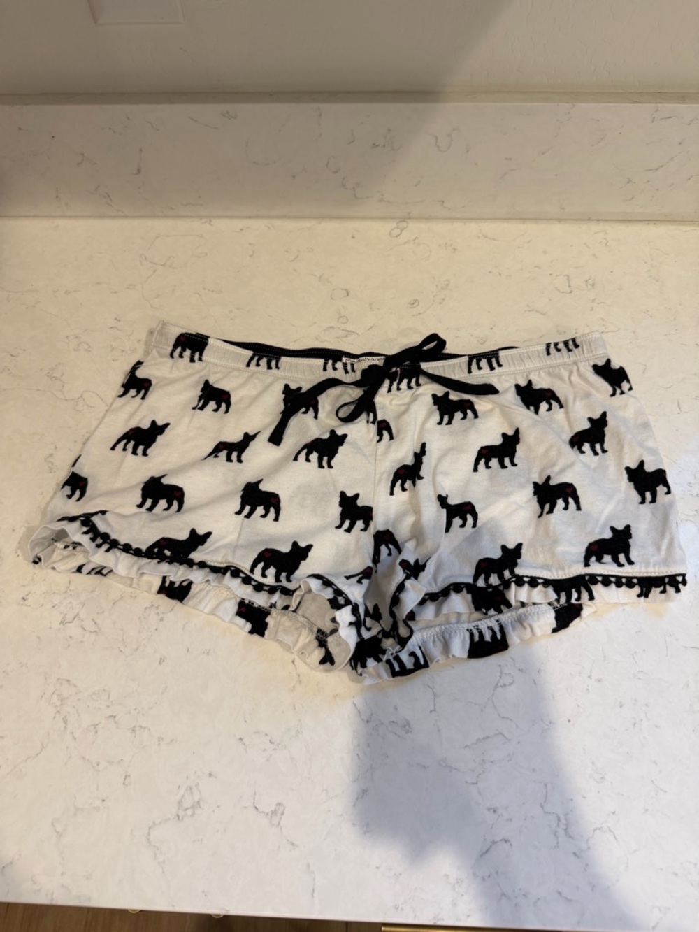 Salvage White Pajama Shorts with Black Dog Print